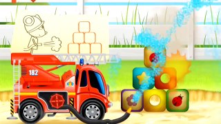 Fire Truck.Developing a cartoon for children about fire truck. Learn colors and objects