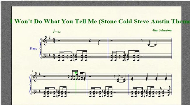 Wrestling Piano Theme Sheet Music - I Won't Do What You Tell Me (Stone Cold WWE Theme)