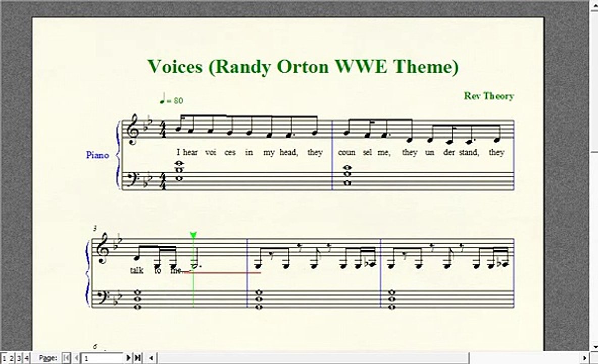 Wrestling Piano Theme Sheet Music - "Voices" (Randy Orton WWE Theme)