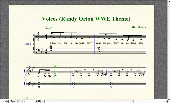 Wrestling Piano Theme Sheet Music - Voices (Randy Orton WWE Theme)