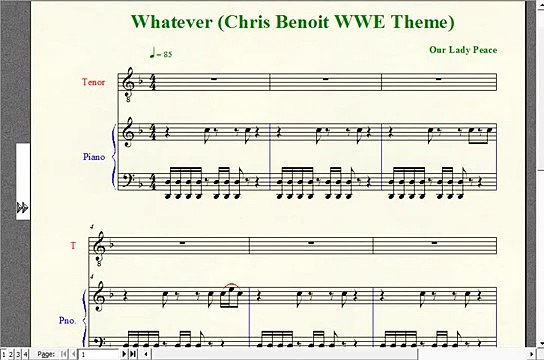 Wrestling Piano Theme Sheet Music - Whatever (Chris Benoit WWE Theme)