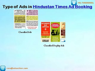 Hindustan Times Newspaper Advertisement booking online through Adeaction Media.