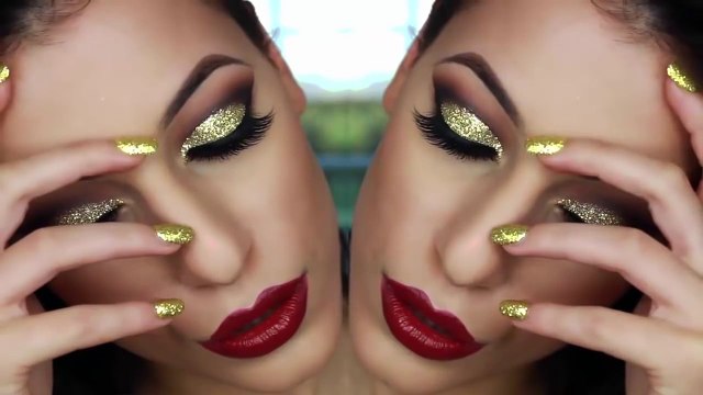 Best makeup - Gold Glitter Cut Crease Smokey Eye - New Years Eve Makeup Tutorial