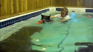 Jiggs learns to swim