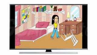 Lizzie messes her room on Samsung UHD TV