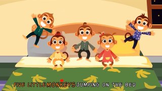 Five Little Monkeys Jumping on the Bed • Nursery Rhymes Song with Lyrics • Cartoon Kids Songs CUT 00