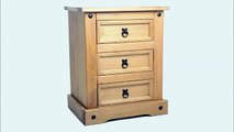 Corona Mexican 3 Drawer Bedside Table In Solid Pine