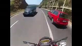 Lucky guy with motorcycle close call