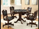 3-in-1 Oak Finished Wood Pool, Game, Dining Table and 4 Chairs Set; multi purpose dining table