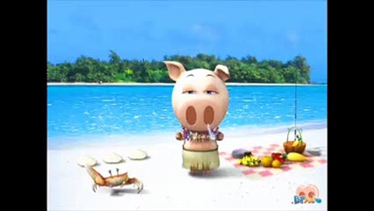 CARTOON PIG DANCE ON BEACH
