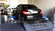 C63 AMG dyno run BRUTAL SOUND!! Decatted Backfire!