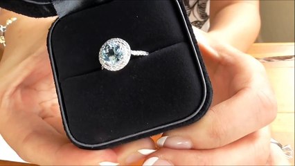 Unboxing Reveal Tiffany & Co Diamond and Aquamarine Soleste Engagement Anniversary Ring