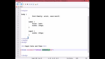 HTML5-DATE AND TIME HANDLING FORM (IN HINDI)