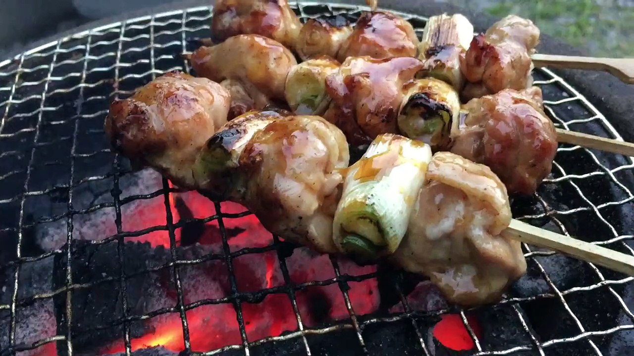 japanese food YAKITORI 備長炭炭火焼き鳥 ねぎ間ももタレ