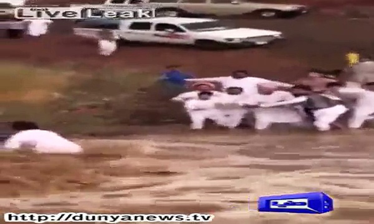 Car submerged in flood.