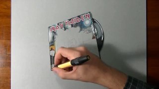 Drawing time lapse Iron Maiden cover and vinyl hyperrealistic art 2