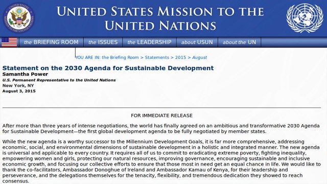 THE 2030 AGENDA unveiled September - New UN Agenda 21 follow on plan