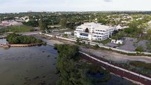 Aerial Highlights of The Big Pond National Park & The National Stadium. Nassau, The Bahamas.