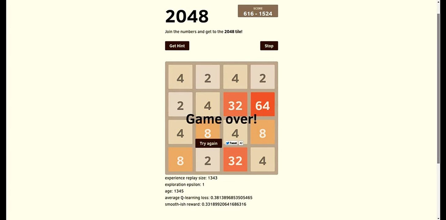 Deep Learning AI Plays 2048