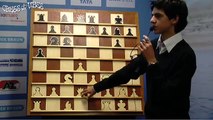 Anish Giri shows his win against Magnus Carlsen