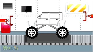 Police Truck - Toy Factory - Monster Trucks For Children - Video for Kids
