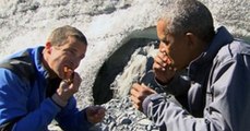 Watch Bear Grylls Prepares A Bloody Salmon Carcass Meal for Obama