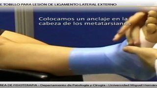 Vendaje funcional de tobillo para lesión de ligamento lateral externo.