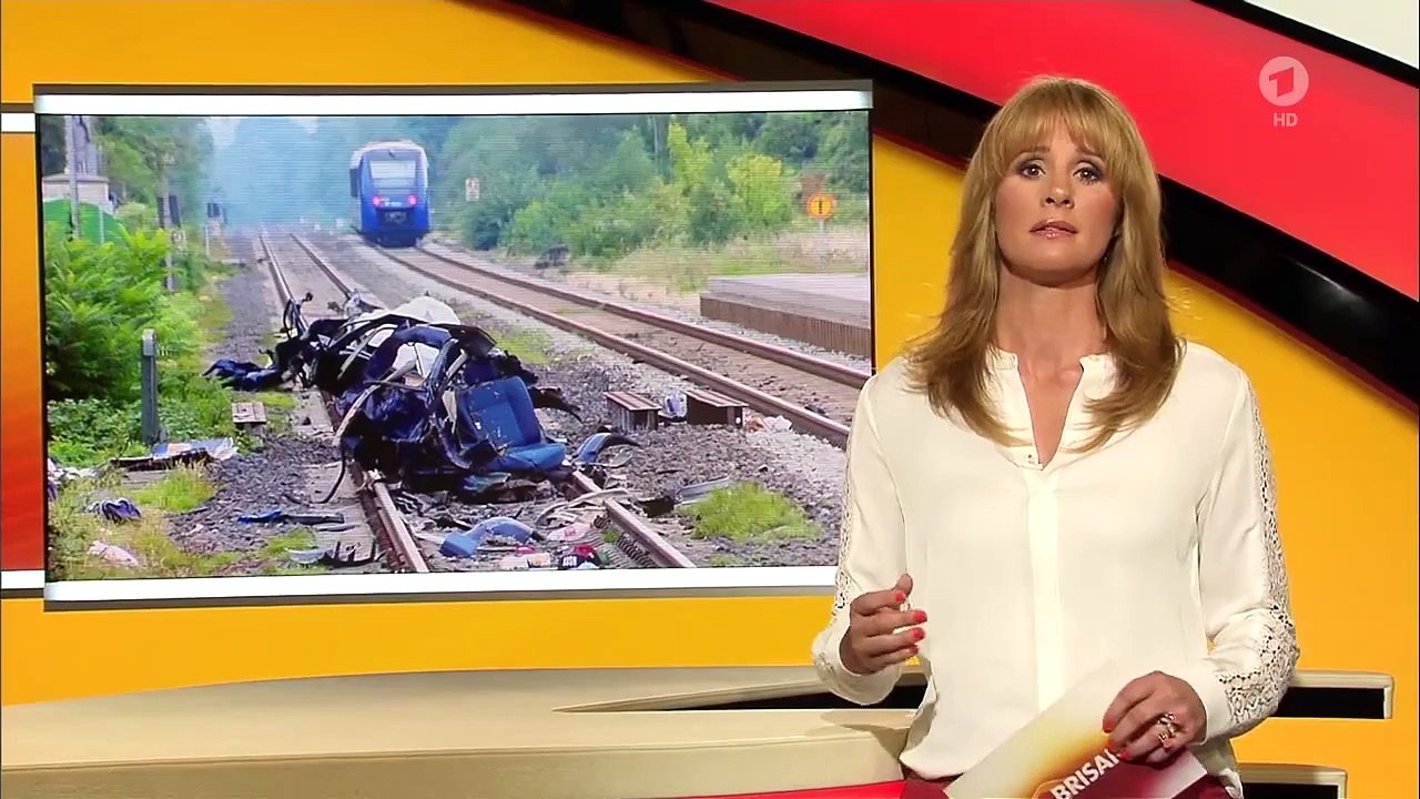 Mareile Höppner - Brisant HD - 12.09.2015 - White Blouse, Red Leather Pants & Beige Heels