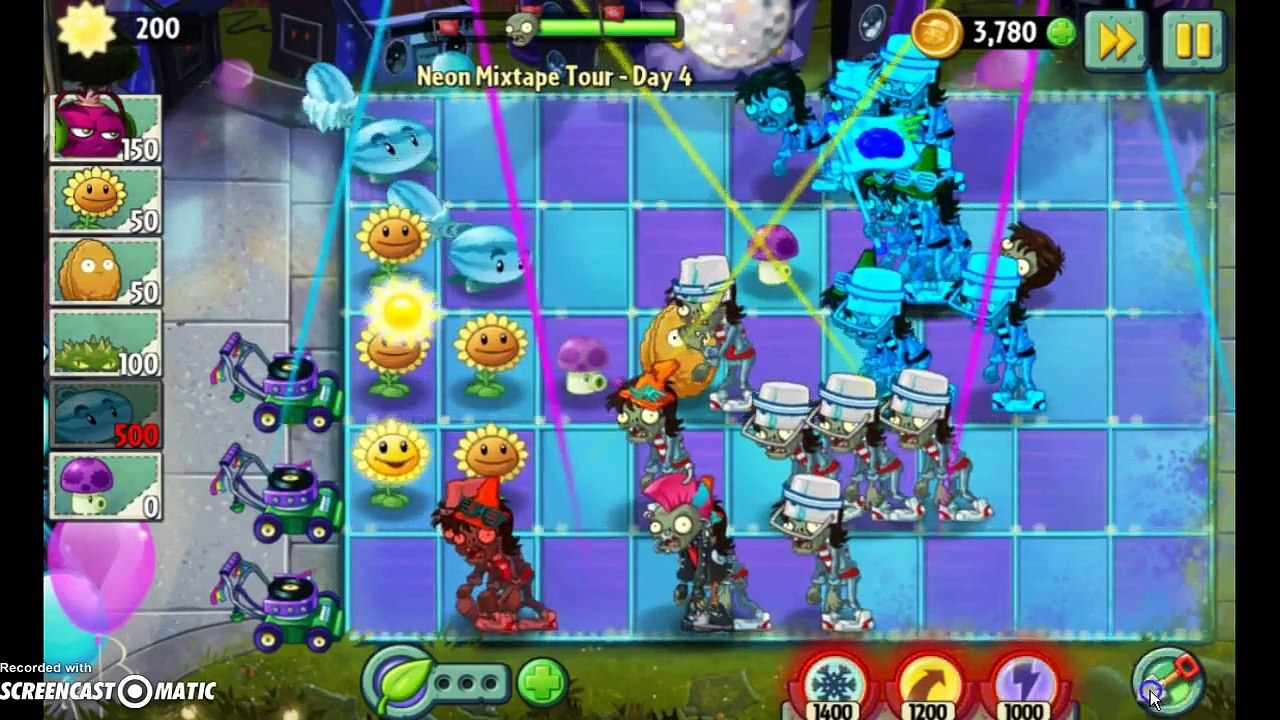 Plants Vs Zombies 2 V3.9.1 Neon Mixtape Tour Day 4 - 5 fail