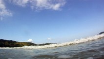Mar, praia, navegando em mares com garrafas PET de 2 litros, a bordo do SUP, Caiaque, Ubatuba, SP, Brasil