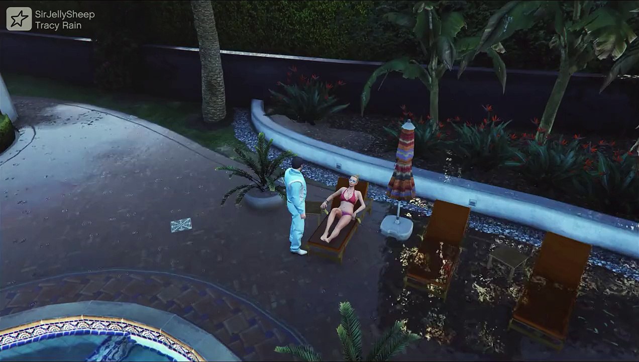 GTA V Tracy Sunbathing Under Rain