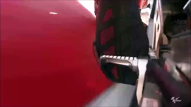 Motorcycle driver destroys foot rests while falling at San Marino GP Race