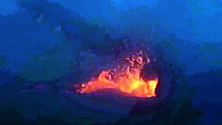 Lava erupting in Halemaumau Crater on Mount Kilauea volcano