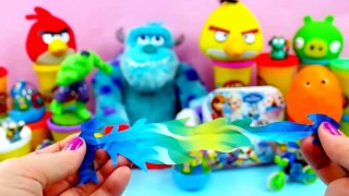 Peppa pig Play doh MONSTER University KINDER FROZEN surprise eggs Angry birds Spiderman