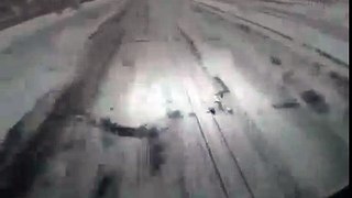 Overtaking on icy road ends in horrific crash