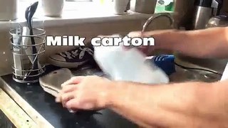 Trainer repairs using a heat gun and milk caton