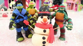 How to Make a Play Doh Snowman with TMNT Teenage Mutant Ninja Turtles