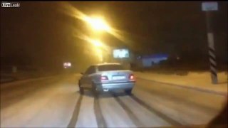 Icy Roads, Bald Tires No Problem Car Crash