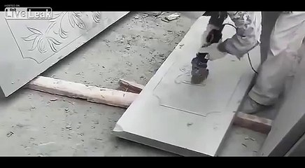 LiveLeak   Construction Worker is an Artist Using Power Tools