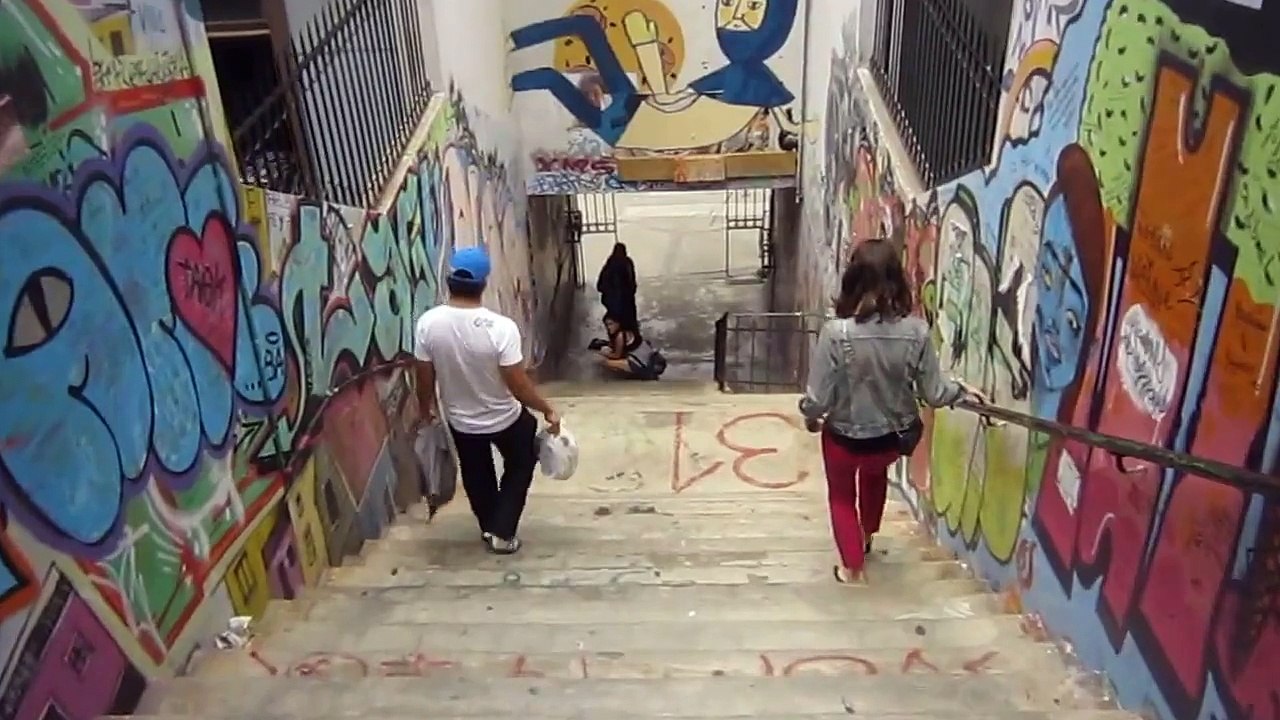 Colorful walk through Cerro Alegre in Valparaiso, Chile [HD video]