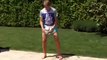Real Madrid teenager Martin Odegaard shows off his juggling skills by a swimming pool
