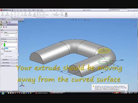 SolidWorks Tutorial - Extruding to curved surface and shelling