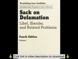 Sack on Defamation: Libel, Slander & Related Problems 2 VOLUME SET (Practising Law Institute Intelle