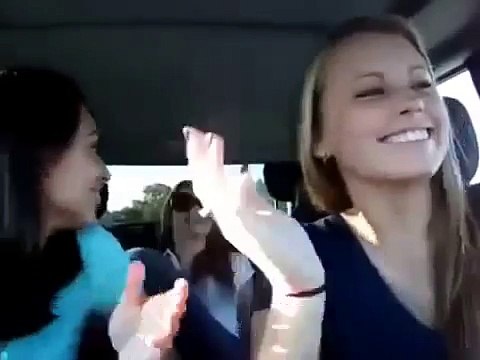 American beautiful girls sing a Russian song in the car
