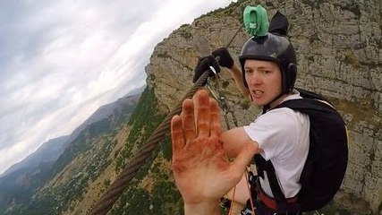 Tyrolean not provided for a BASE jumper