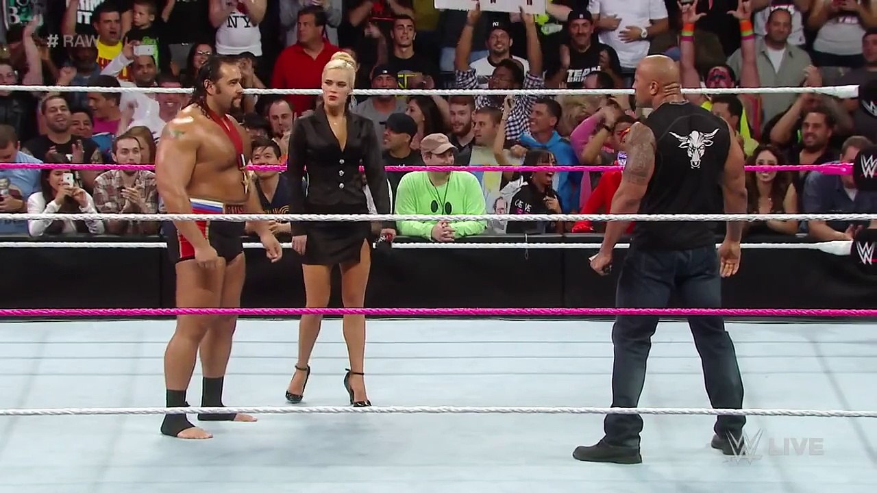 The Rock confronts Rusev_ Raw, Oct. 6, 2014