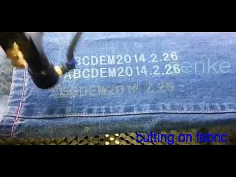 laser engraving cutting machine on jeans fabric leather paper ect