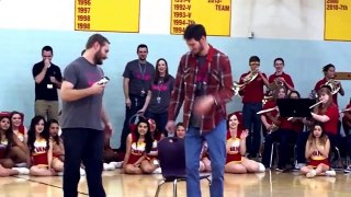 Teacher gets his head shaved at pep rally!!(must watch)