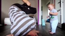 Hip hop kiddo! Baby dancing and giving a tough competition to a big guy