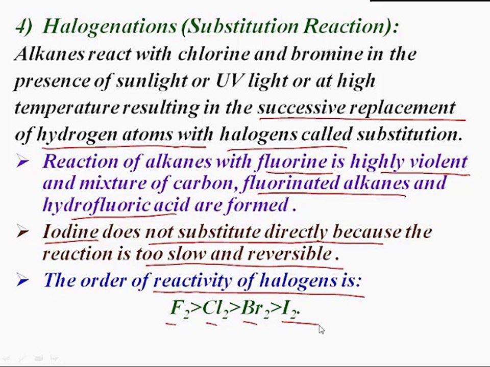 Halogenations ( Substitution Reaction)